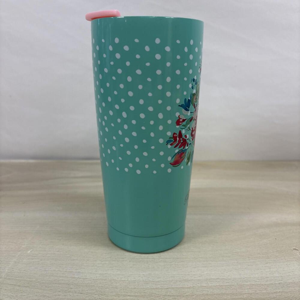 The Pioneer Woman Maverick Garden Tumbler Stainless Steel 20 oz Aqua Teal Pink - Picture 4 of 11